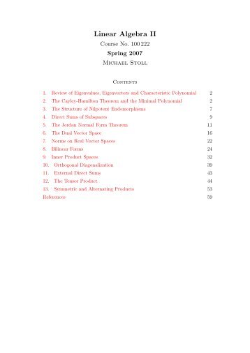 Linear Algebra II (pdf, 500 kB)