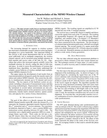 Measured Characteristics of the MIMO Wireless Channel