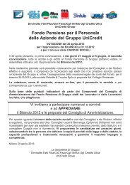 Comunicato Unitario UNICREDIT GROUP Fondo Pensione di ... - Fabi