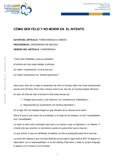 cómo ser feliz y no morir en el intento - Fadaum