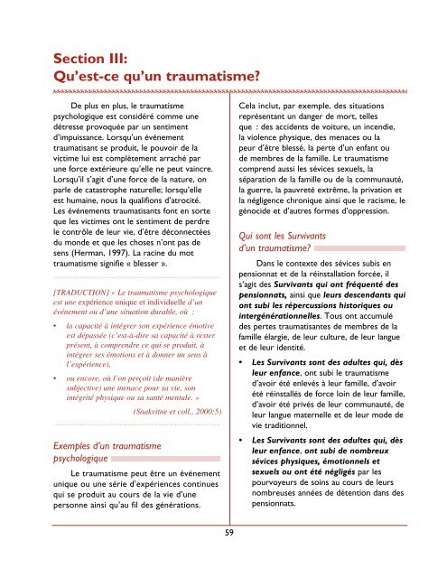 Comprendre les traumatismes vécus dans les pensionnats indiens ...