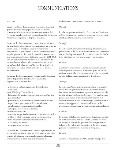 RAPPORT ANNUEL 2012 - Fondation autochtone de guérison