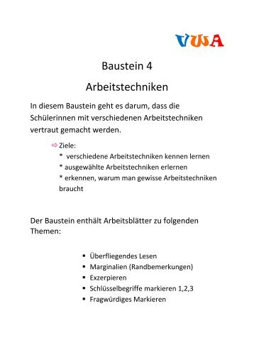 Baustein 4 Arbeitstechniken