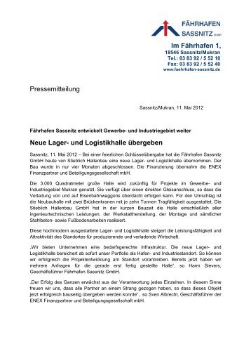 Neue Lager- und Logistikhalle übergeben - Fährhafen Sassnitz