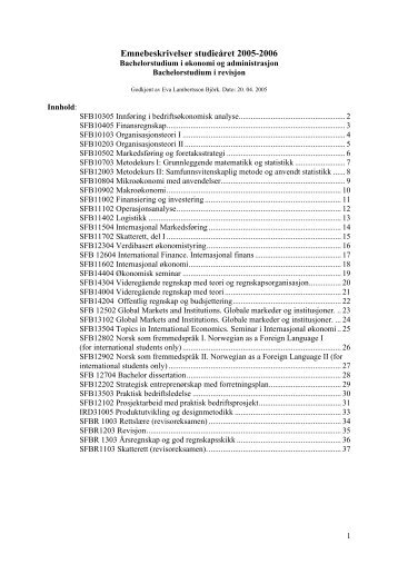 Emnebeskrivelser studieåret 2005-2006 - Høgskolen i Østfold