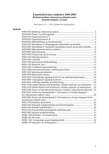 Emnebeskrivelser studieåret 2004-2005 - Høgskolen i Østfold