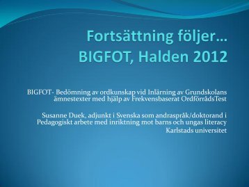 Bedömning av ordkunskap vid Inlärning av Grundskolans