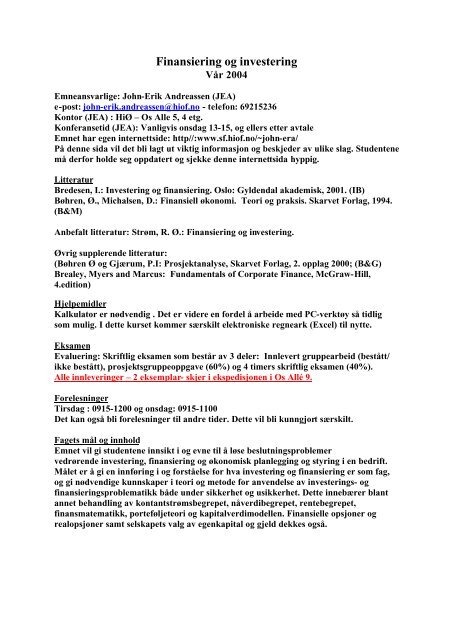 Forelesningsplan inv og fin v2004