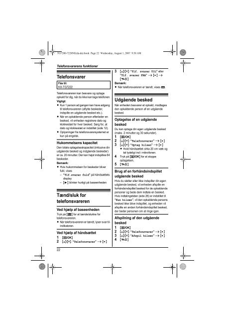 Model nr. KX-TG7222NE Model nr. KX-TG7200NE KX-TG7202NE ...