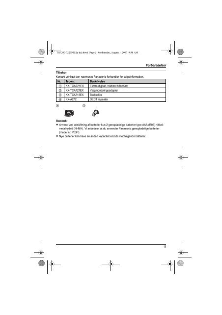 Model nr. KX-TG7222NE Model nr. KX-TG7200NE KX-TG7202NE ...