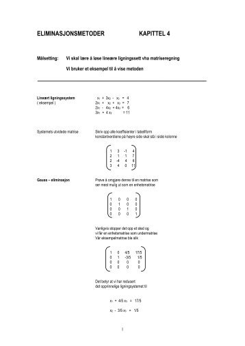 ELIMINASJONSMETODER KAPITTEL 4