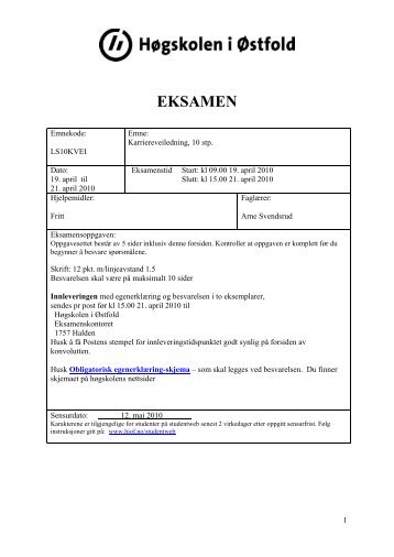 EKSAMEN - Høgskolen i Østfold