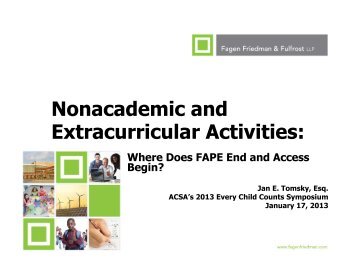 Nonacademic and Extracurricular Activities: - Fagen Friedman ...