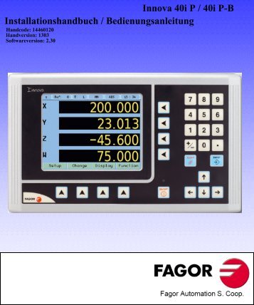 Innova 40i P DRO manual - Fagor Automation