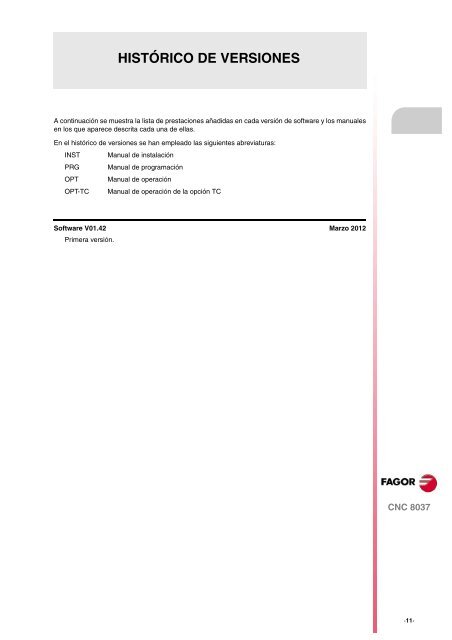 CNC 8037 T - Manual de programación - Fagor Automation