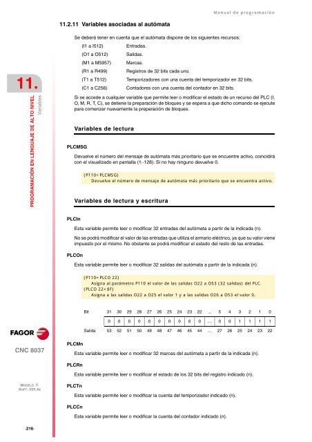 CNC 8037 T - Manual de programación - Fagor Automation