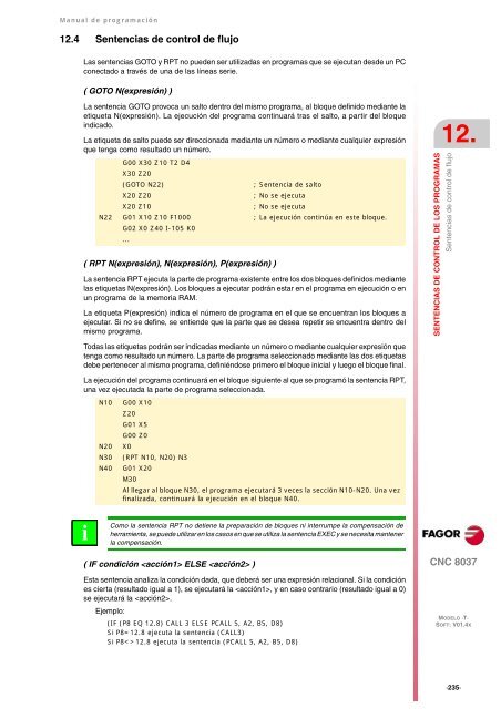 CNC 8037 T - Manual de programación - Fagor Automation