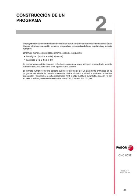 CNC 8037 T - Manual de programación - Fagor Automation