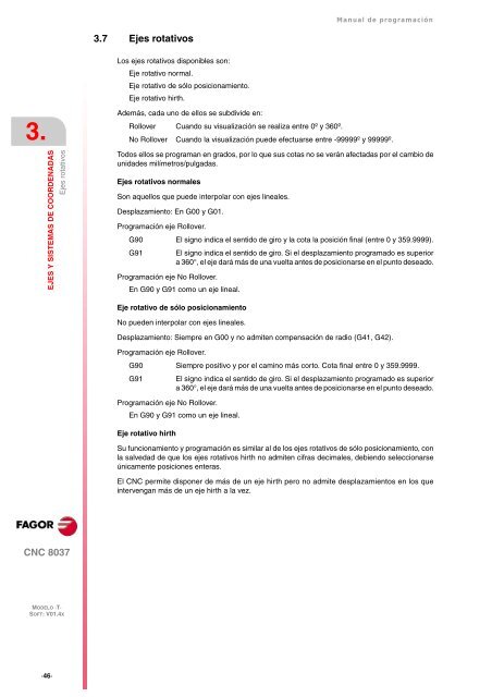 CNC 8037 T - Manual de programación - Fagor Automation