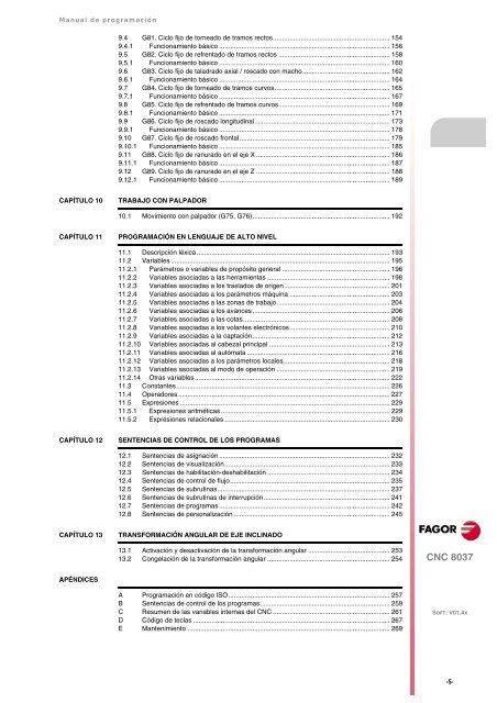 CNC 8037 T - Manual de programación - Fagor Automation