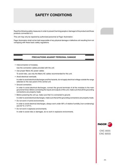 CNC 8055 - Operating manual (MC option) - Fagor Automation