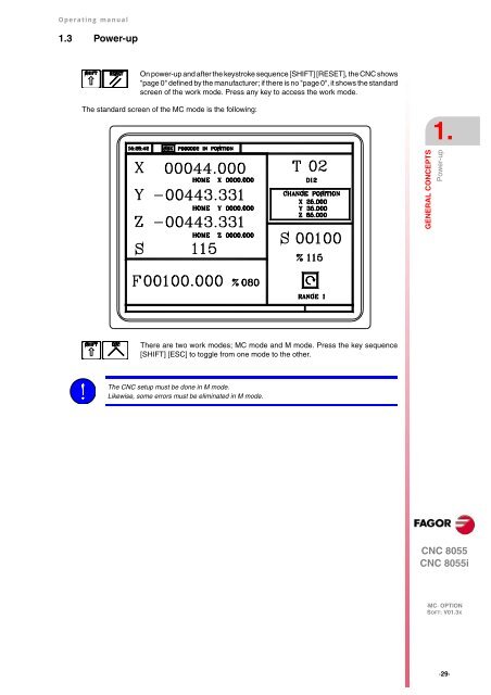 CNC 8055 - Operating manual (MC option) - Fagor Automation