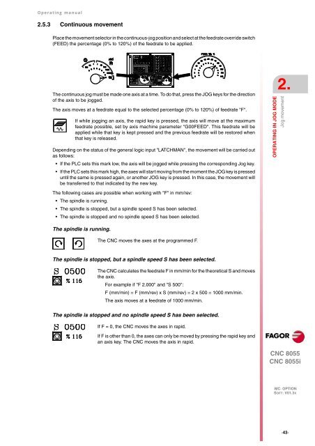 CNC 8055 - Operating manual (MC option) - Fagor Automation