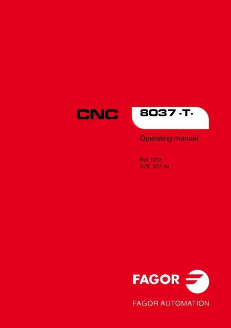 CNC 8037 T - Operating manual - Fagor Automation