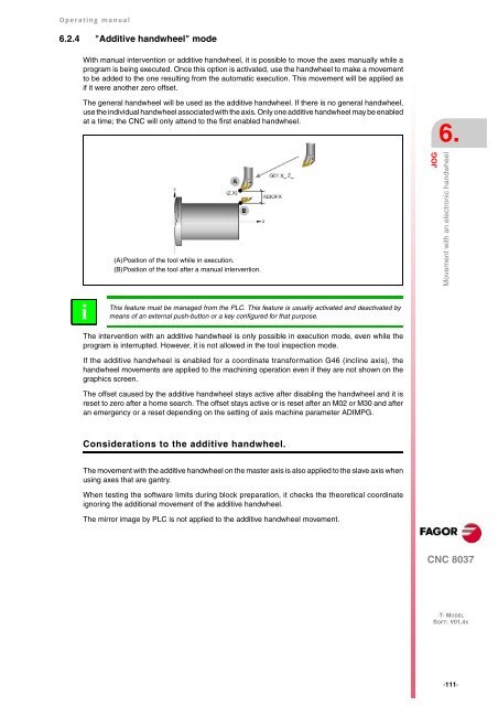 CNC 8037 T - Operating manual - Fagor Automation