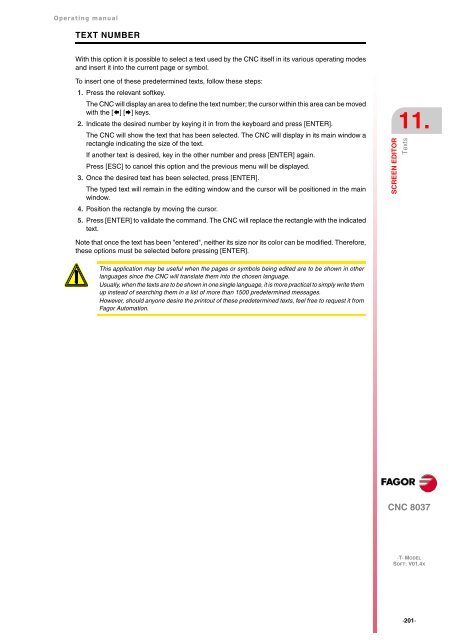 CNC 8037 T - Operating manual - Fagor Automation