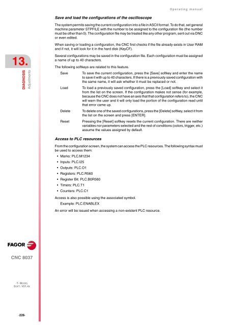 CNC 8037 T - Operating manual - Fagor Automation