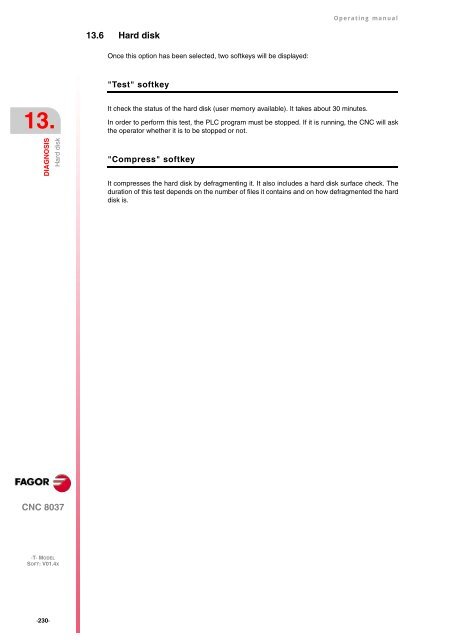 CNC 8037 T - Operating manual - Fagor Automation