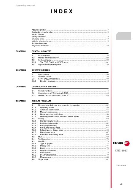 CNC 8037 T - Operating manual - Fagor Automation