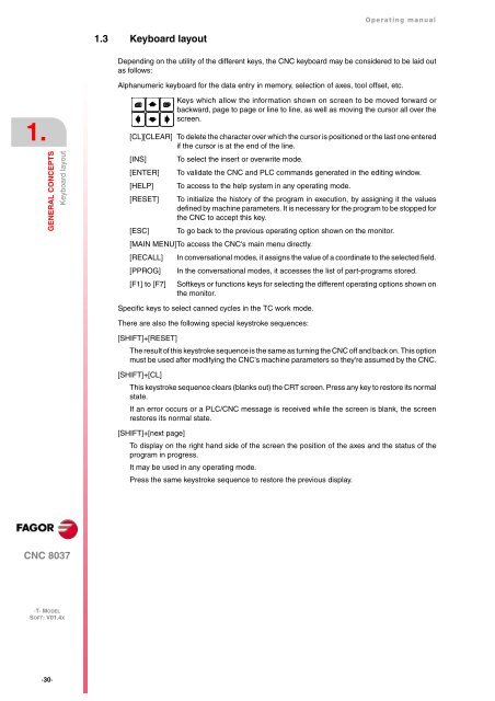 CNC 8037 T - Operating manual - Fagor Automation