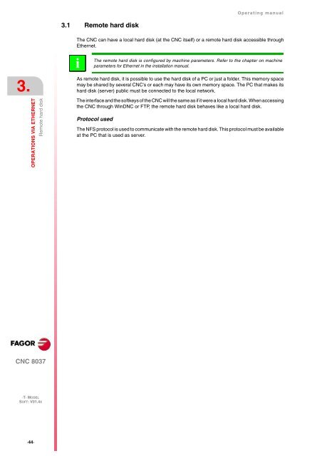 CNC 8037 T - Operating manual - Fagor Automation