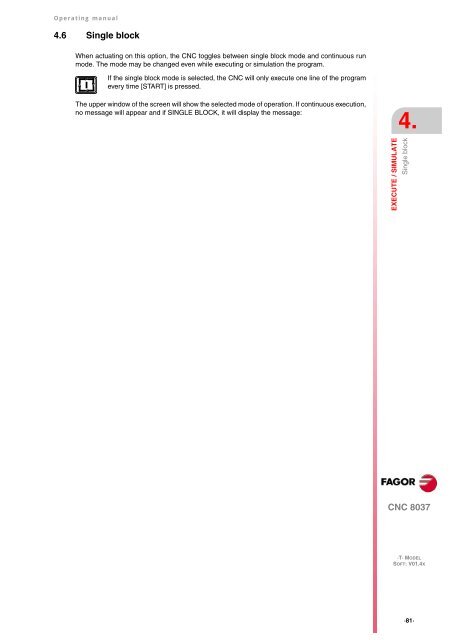 CNC 8037 T - Operating manual - Fagor Automation