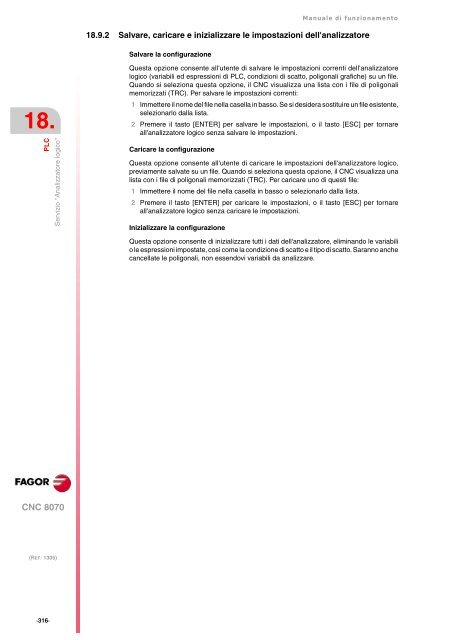 CNC 8070 - Manuale di funzionamento - Fagor Automation