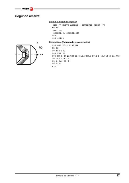 CNC 8055 - Ejemplos de programación (modelo ... - Fagor Automation