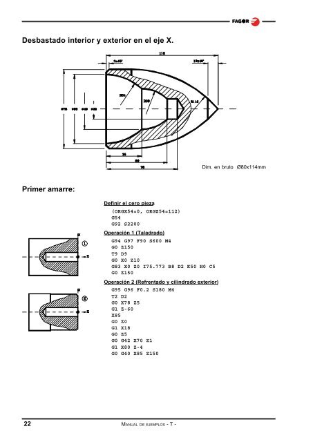 CNC 8055 - Ejemplos de programación (modelo ... - Fagor Automation