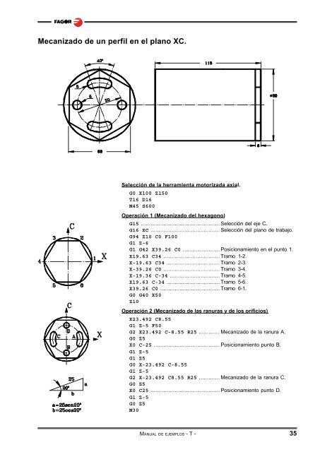 CNC 8055 - Ejemplos de programación (modelo ... - Fagor Automation