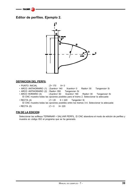 CNC 8055 - Ejemplos de programación (modelo ... - Fagor Automation