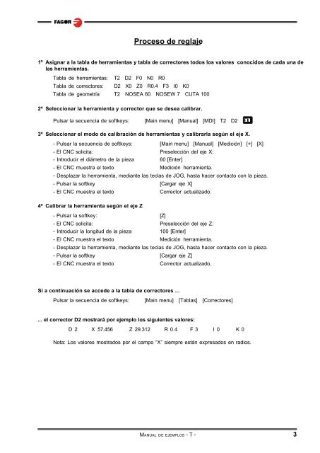 CNC 8055 - Ejemplos de programación (modelo ... - Fagor Automation