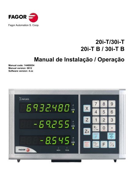 20i-T/30i-T 20i-TB / 30i-TB Manual de Instalação / Operação - fagor ...