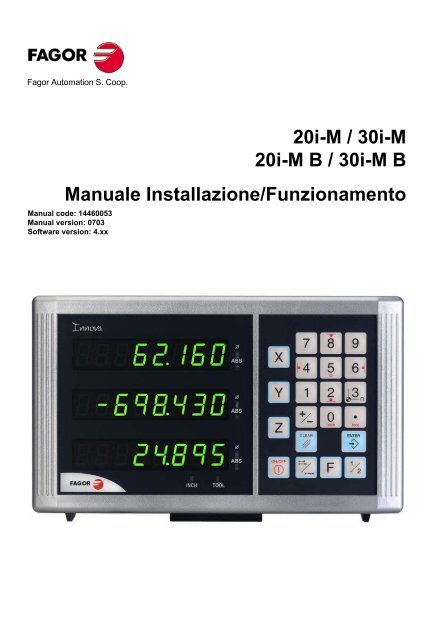 20i-M / 30i-M 20i-MB / 30i-MB Manuale ... - Fagor Automation