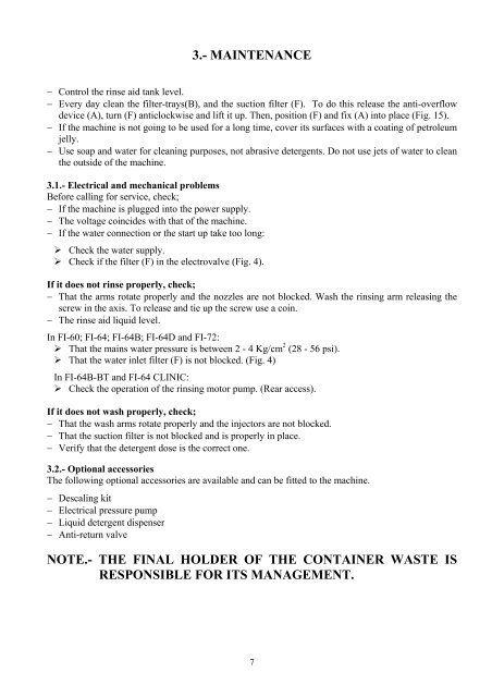 General instructions for installation, use and maintenance - fagor