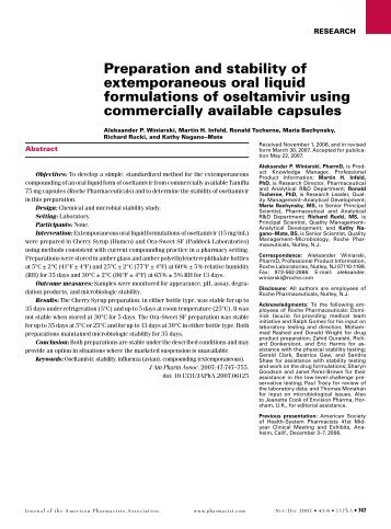 Preparation and stability of extemporaneous oral liquid ... - Fagron