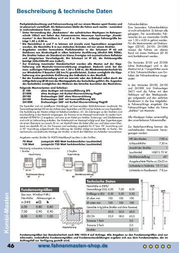 Detailierte Informationen zu Kombinierter Fahnen-/Lichtmast ZA100 ...
