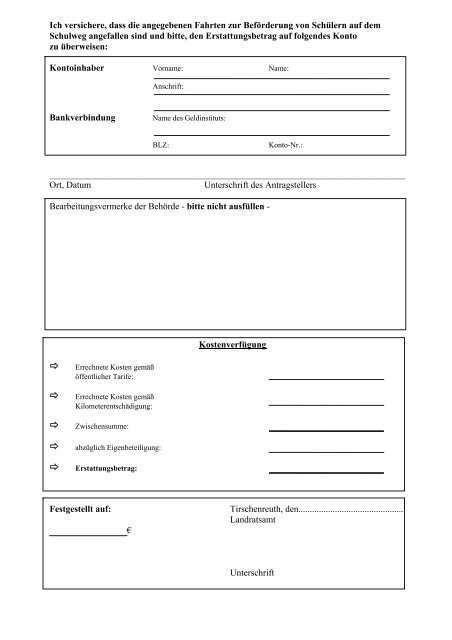 Antrag auf Erstattung für Fahrer - Fahrmit Tirschenreuth