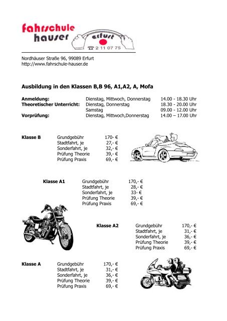 Download Preisliste (PDF) - Fahrschule Hauser!