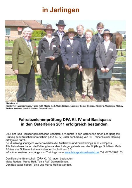 Fahrsport im - Fahr- und Reitsportgemeinschaft Böhmetal